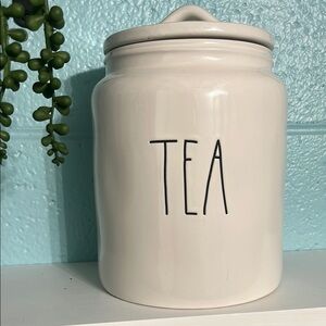 Rae Dunn Cream Ceramic Tea Canister Kitchen Accessory